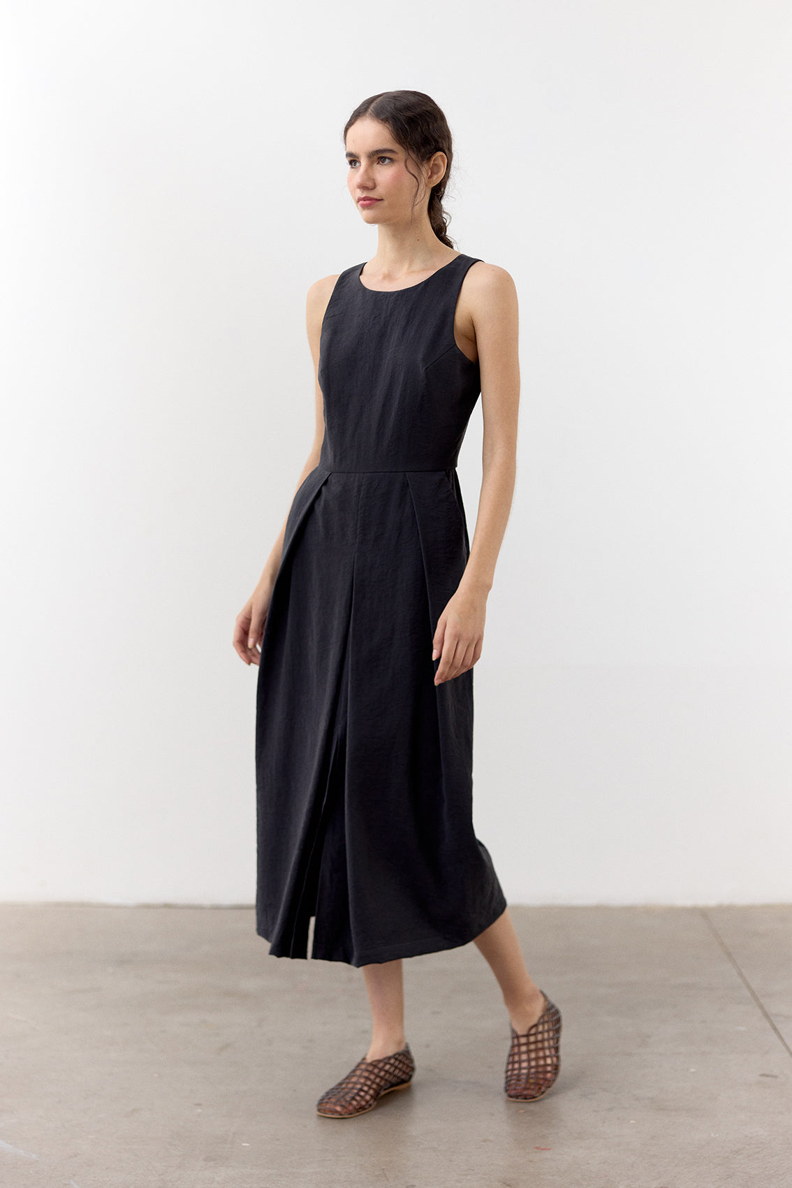 Vestido Seda Rugosa - Grafito