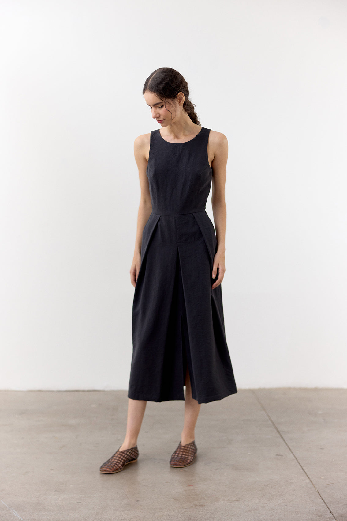 Vestido Seda Rugosa - Grafito