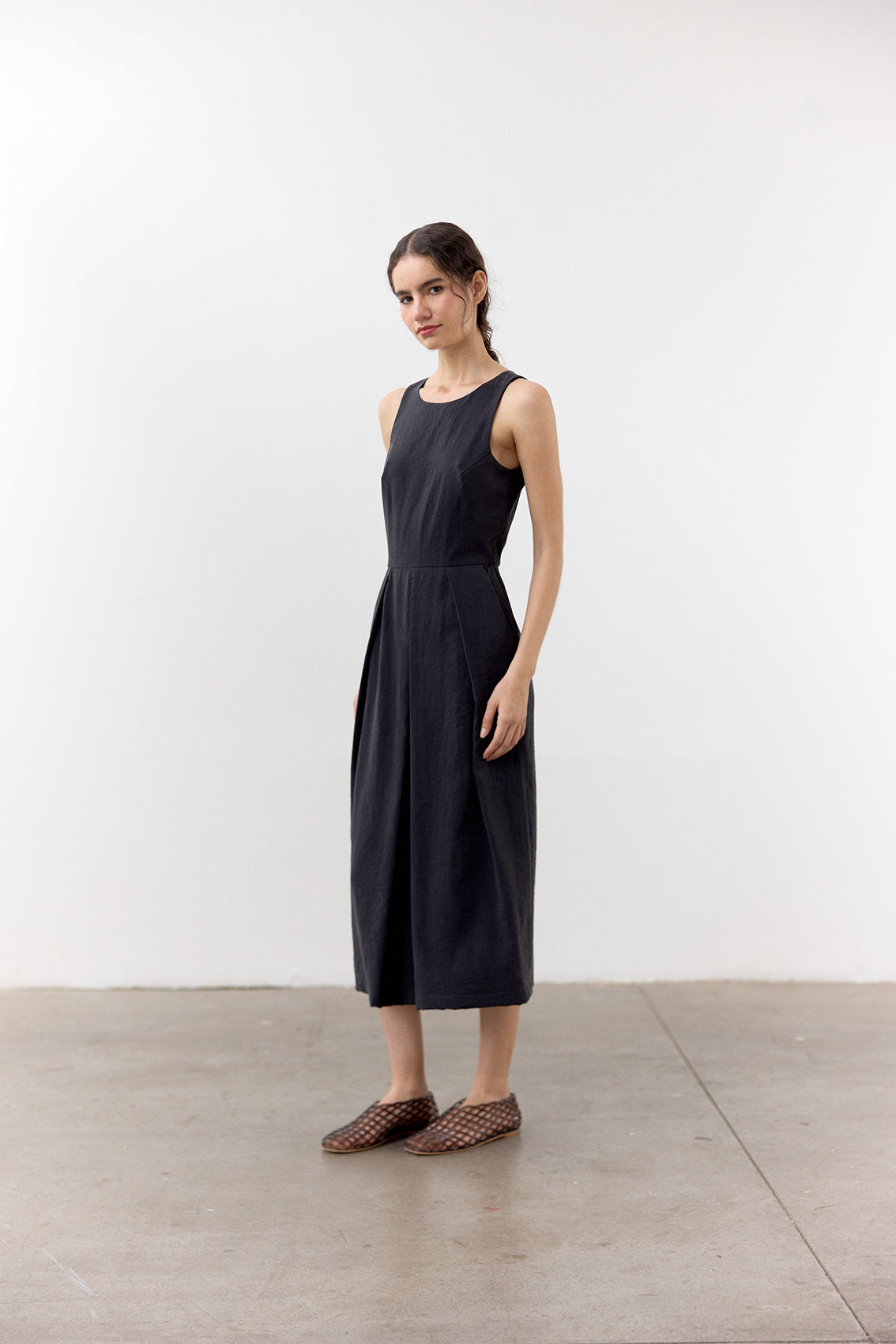 Vestido Seda Rugosa - Grafito