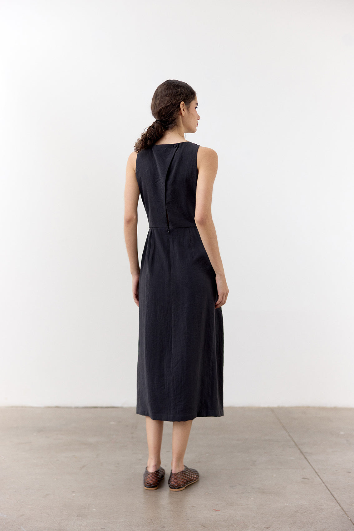 Vestido Seda Rugosa - Grafito