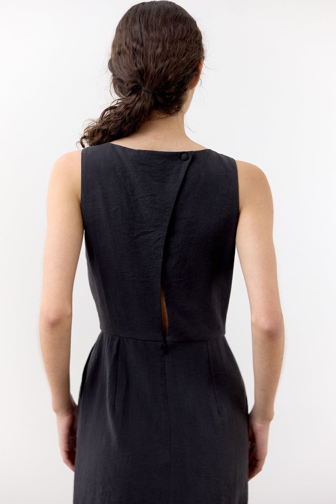 Vestido Seda Rugosa - Grafito