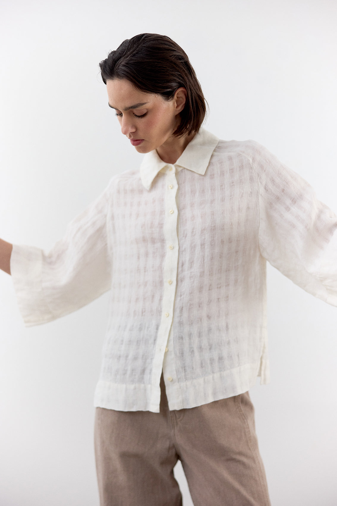 Blusa Gingham Raglan Lino - Sal