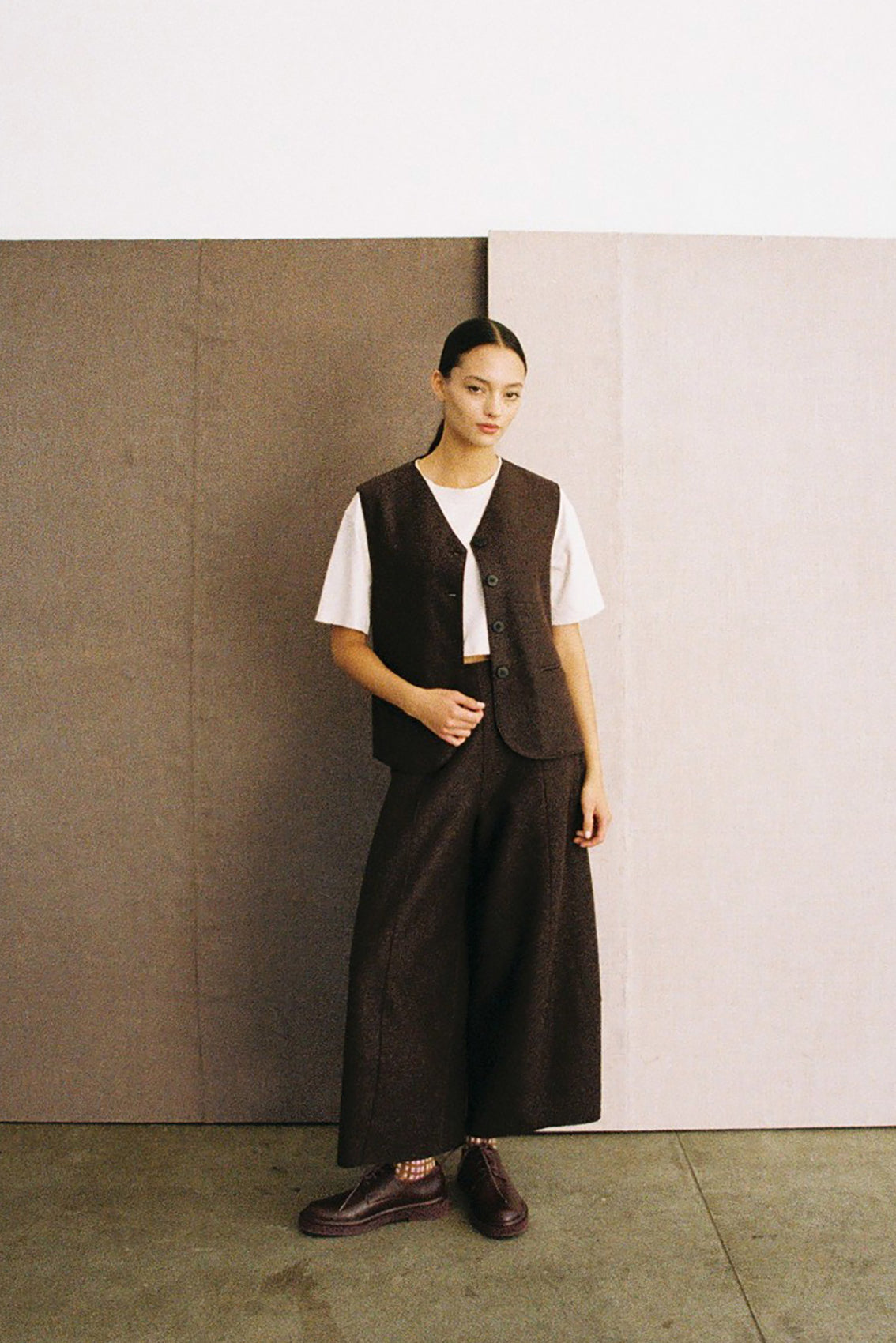 Vest Abotonado Alpaca/Lana Felted - Berenjena