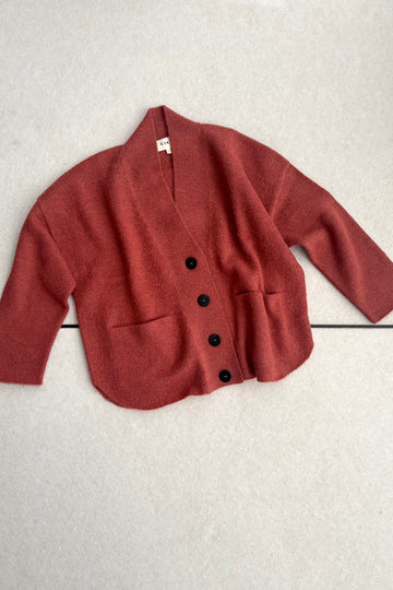 Felted Alpaca Cardigan - Brick