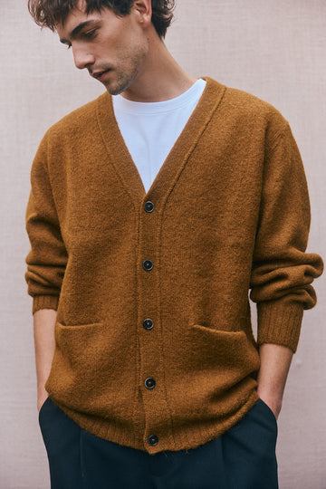 PREVENTA: Men's Cárdigan Alpaca Felted - Camel