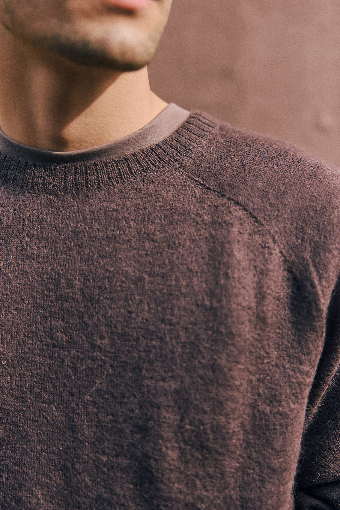 PREVENTA: Men's Sweater Delgado Alpaca Felted - Berenjena
