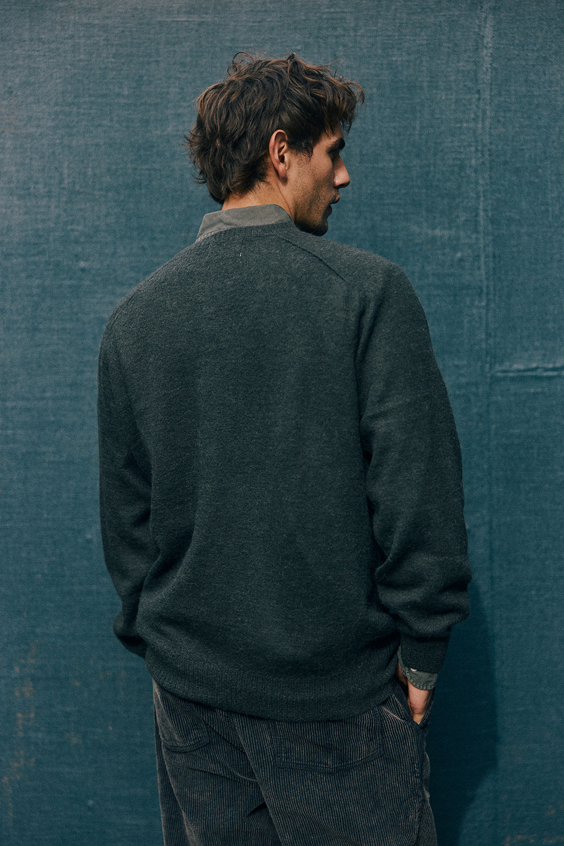 PREVENTA: Men's Sweater Delgado Alpaca Felted - Pizarra