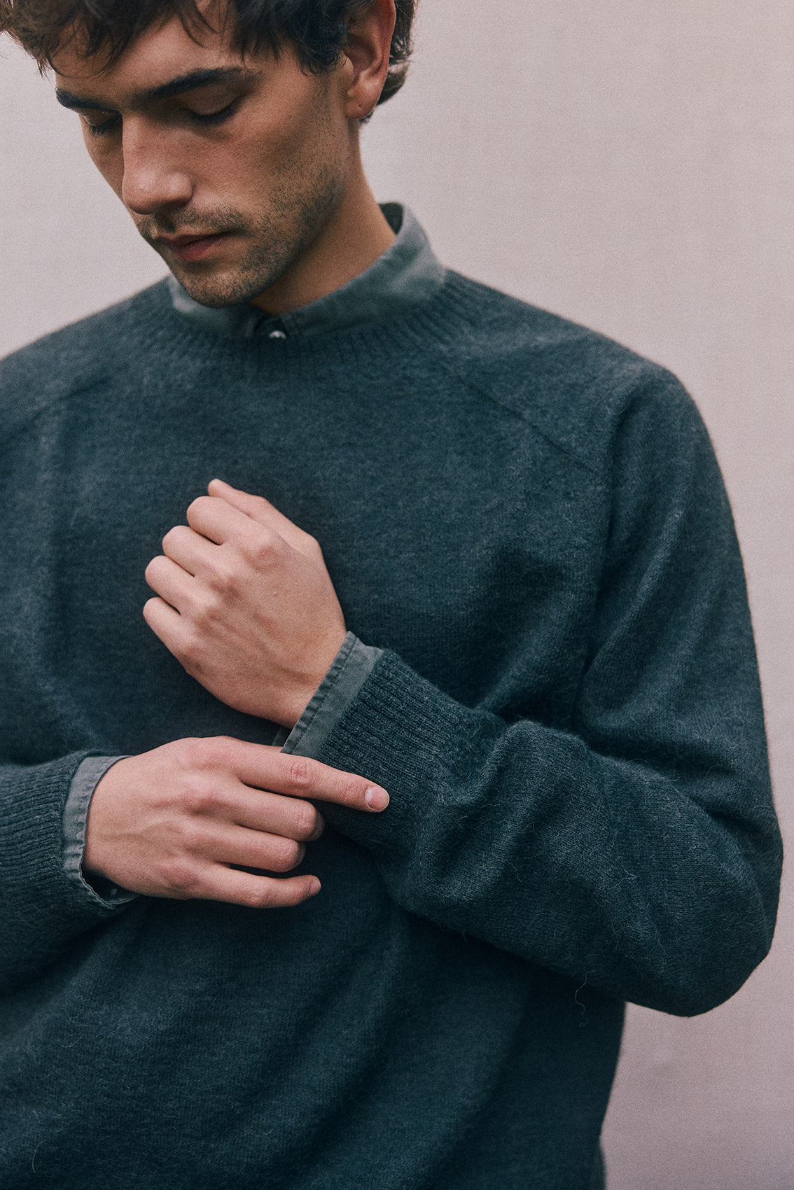 PREVENTA: Men's Sweater Delgado Alpaca Felted - Pizarra