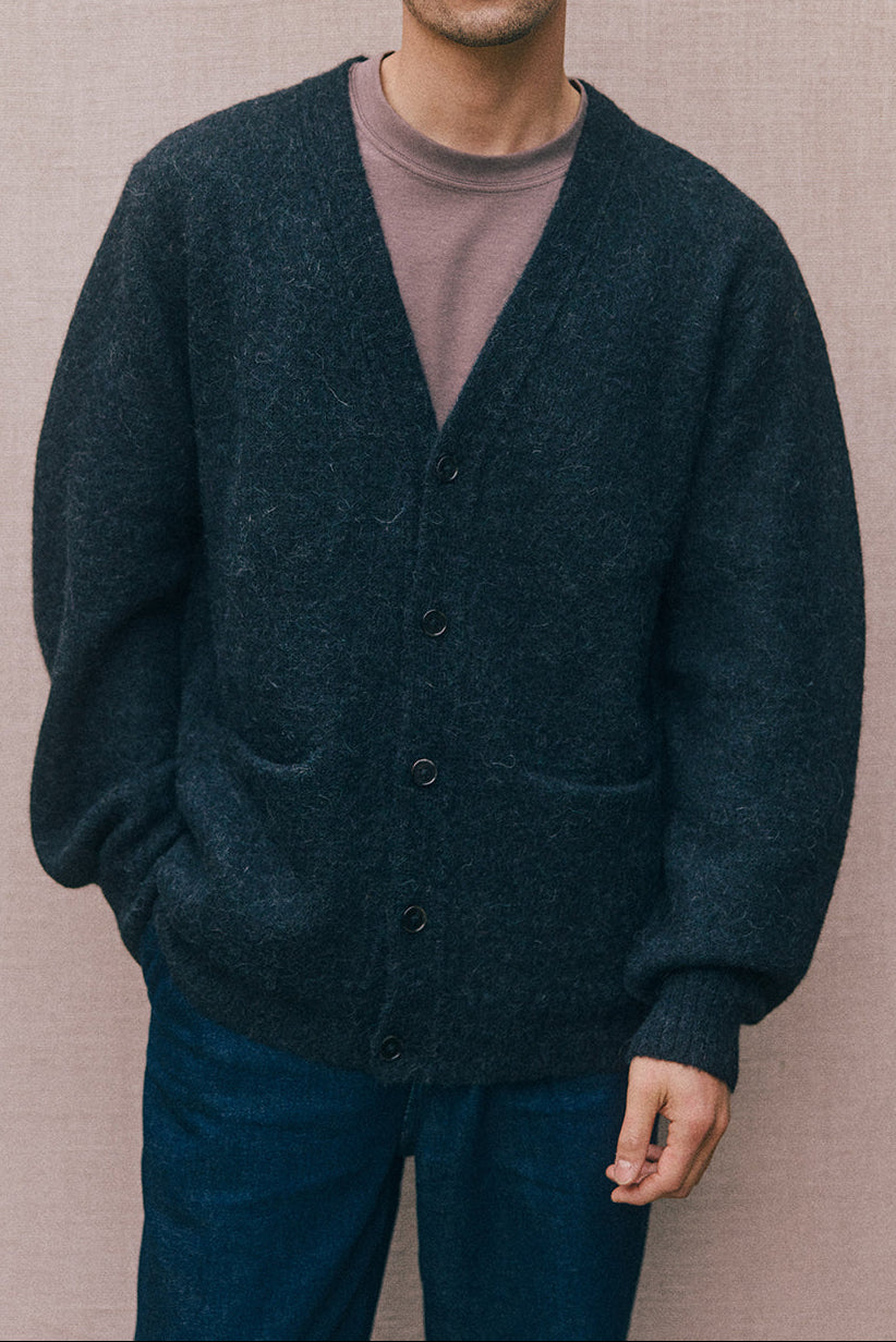 PREVENTA: Men's Cárdigan Alpaca Felted - Medianoche