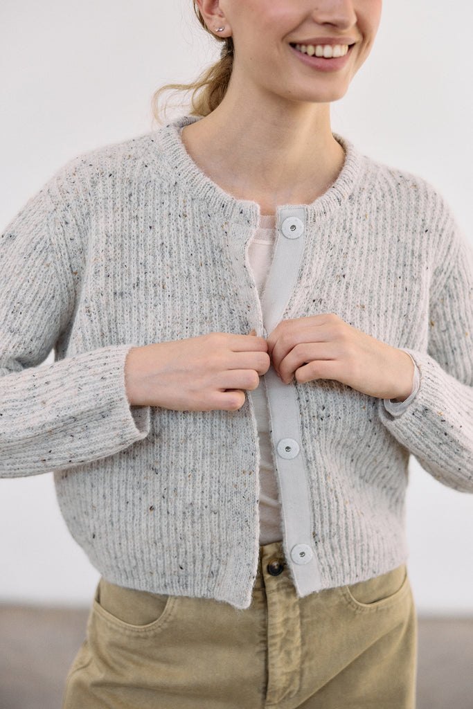 Cropped Alpaca/Mohair Cloud Cardigan - Crudo