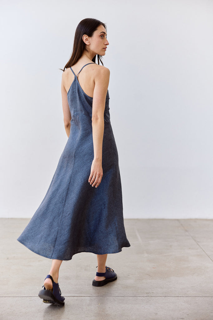 Bias Cut Linen Dress - Piedra