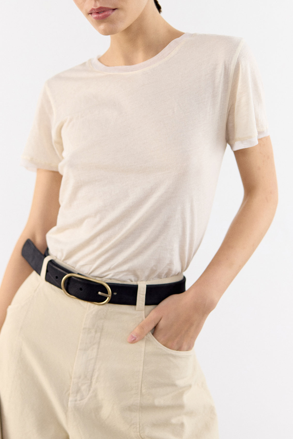 Polera Crew Algodón Pima - Mantequilla