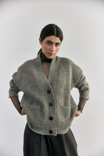 Cárdigan Alpaca Felted - Musgo