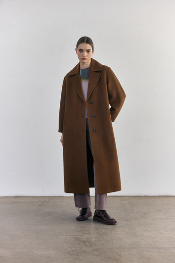 Baby Alpaca Long Coat - Camel