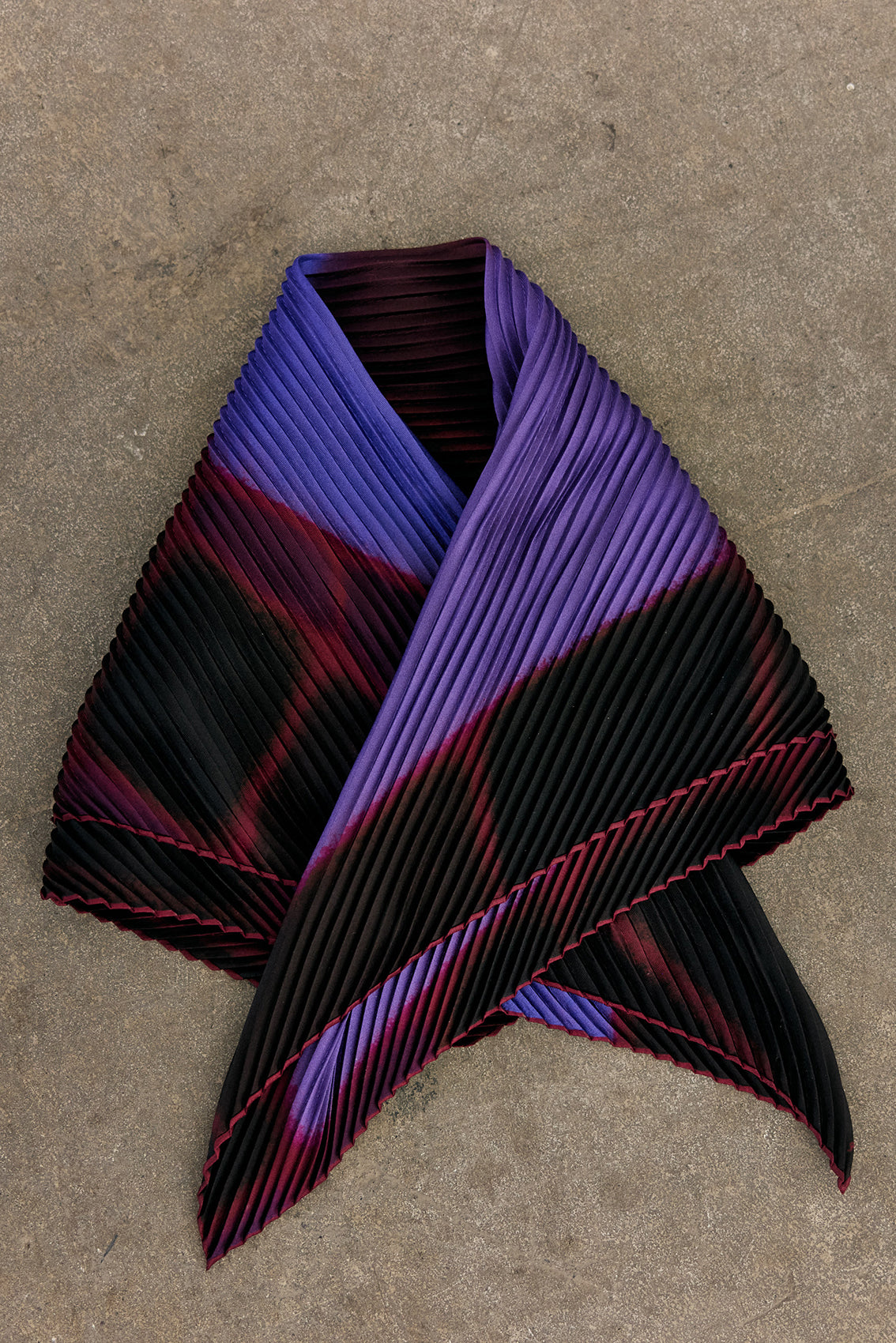 Medium Pleated Silk Scarf - Jacaranda