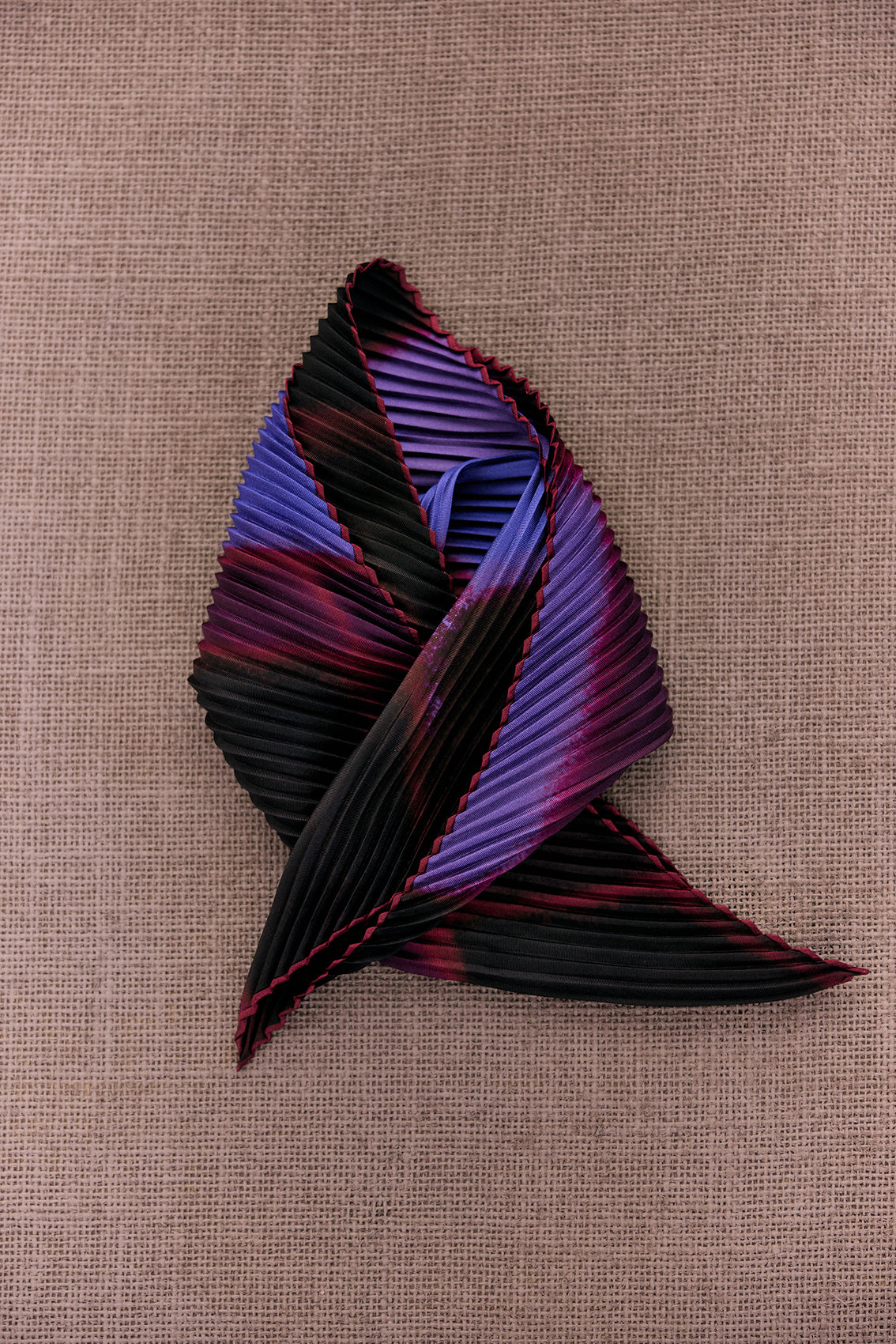 Small Pleated Silk Scarf - Jacaranda