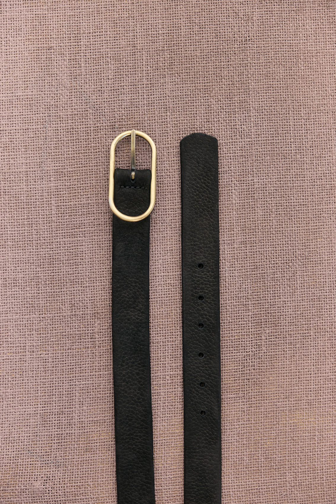 Thin Nubuck Leather Belt - Midnight