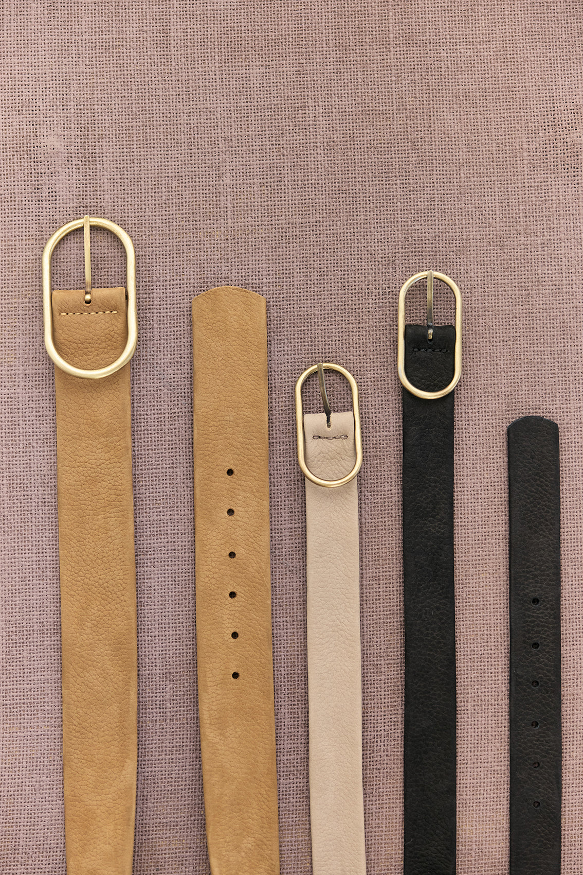 Thin Nubuck Leather Belt - Midnight