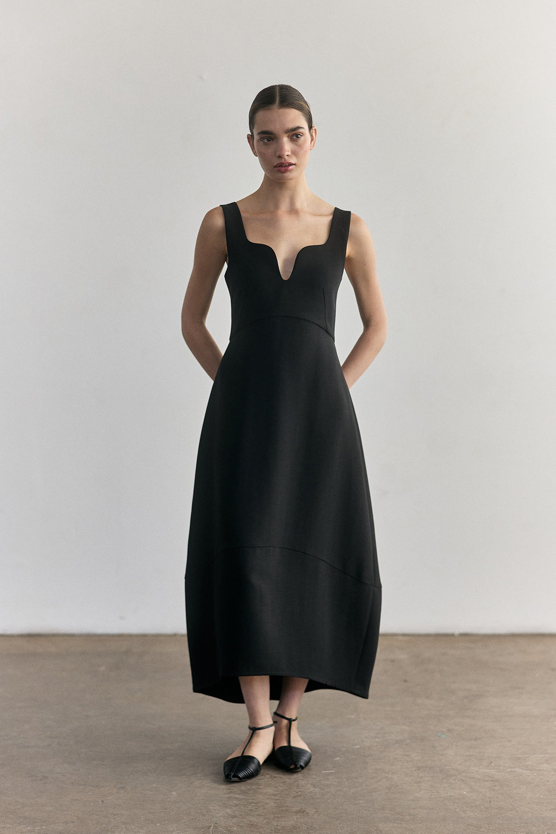 Vestido Largo Viscosa-Lana - Ónix