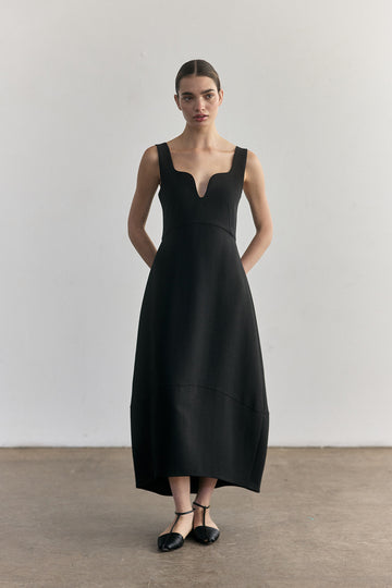 Vestido Largo Viscosa-Lana - Ónix