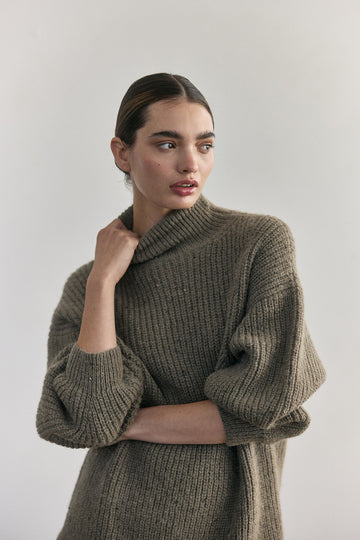 Alpaca/Mohair Turtleneck Sweater - Moss