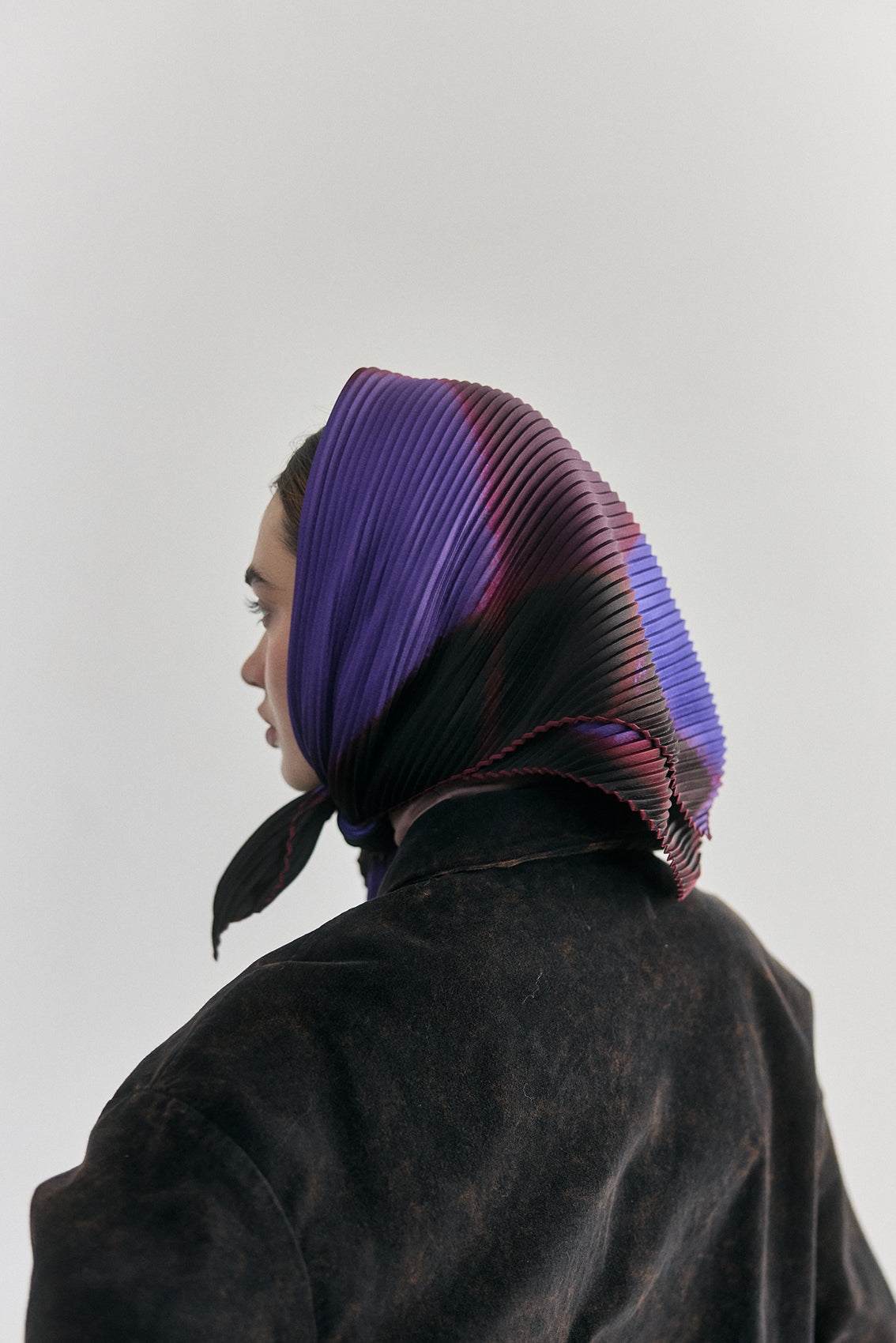 Medium Pleated Silk Scarf - Jacaranda