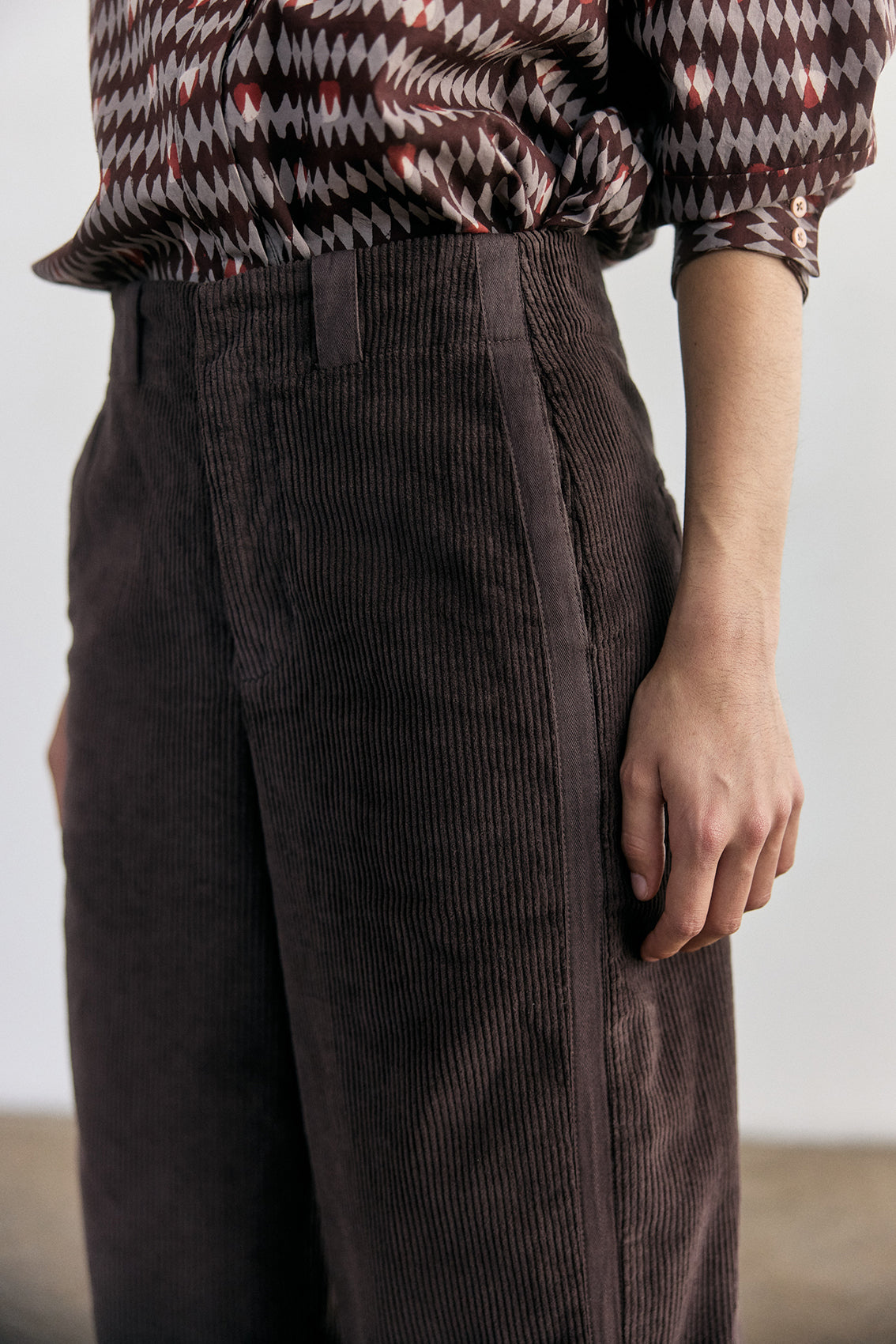 Pantalón Recto Cotelé de Algodón - Berenjena