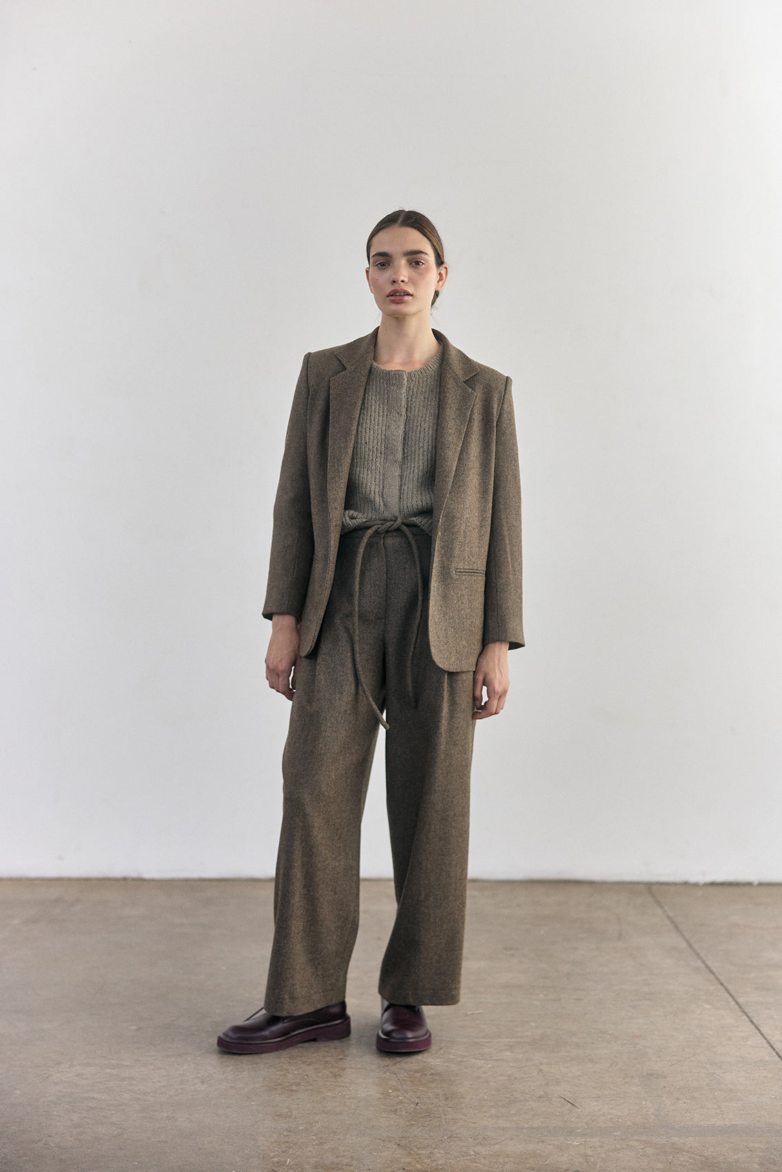 Wool Blazer Jacket - Taupe