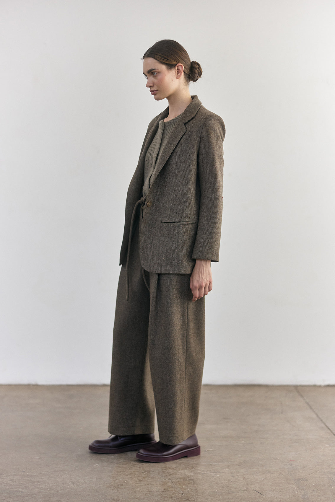 Wool Blazer Jacket - Taupe