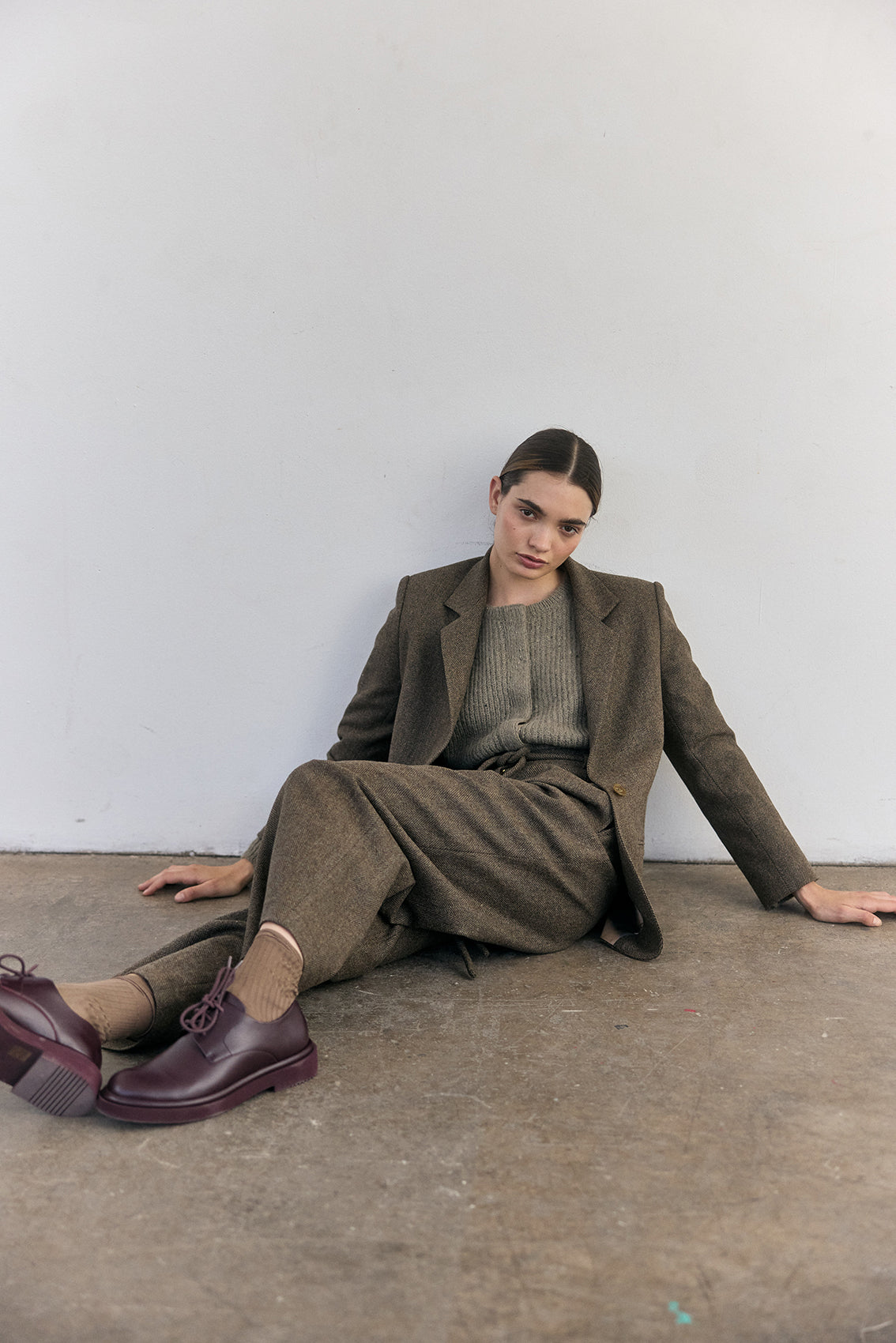 Wool Blazer Jacket - Taupe