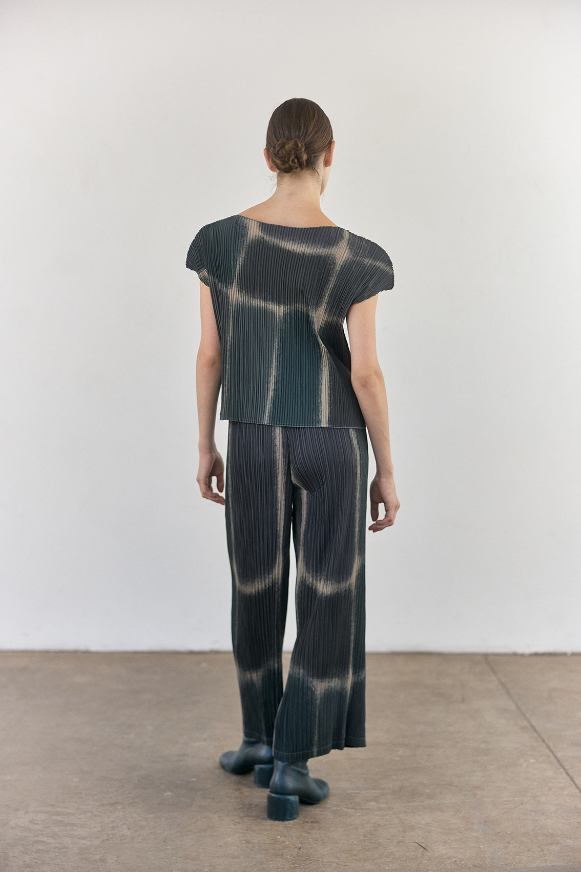 Pleated Printed Top - Slate