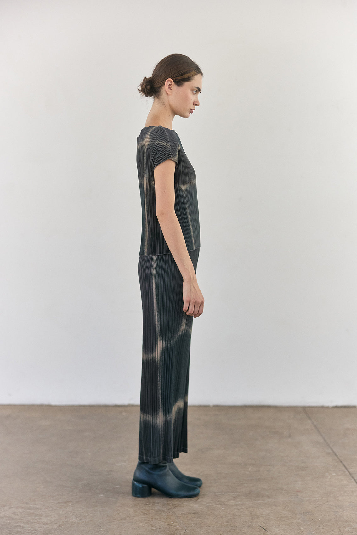 Pleated Printed Pants - Slate
