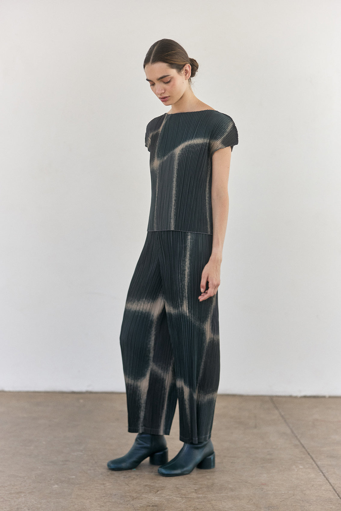 Pleated Printed Top - Slate