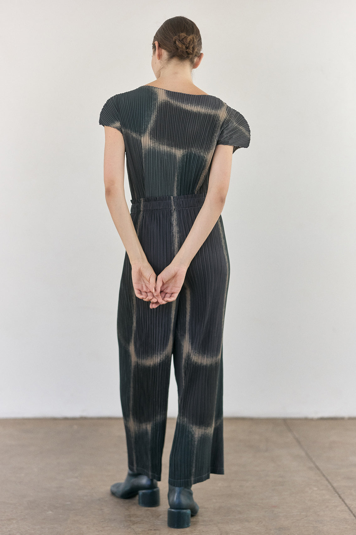 Pleated Printed Pants - Slate