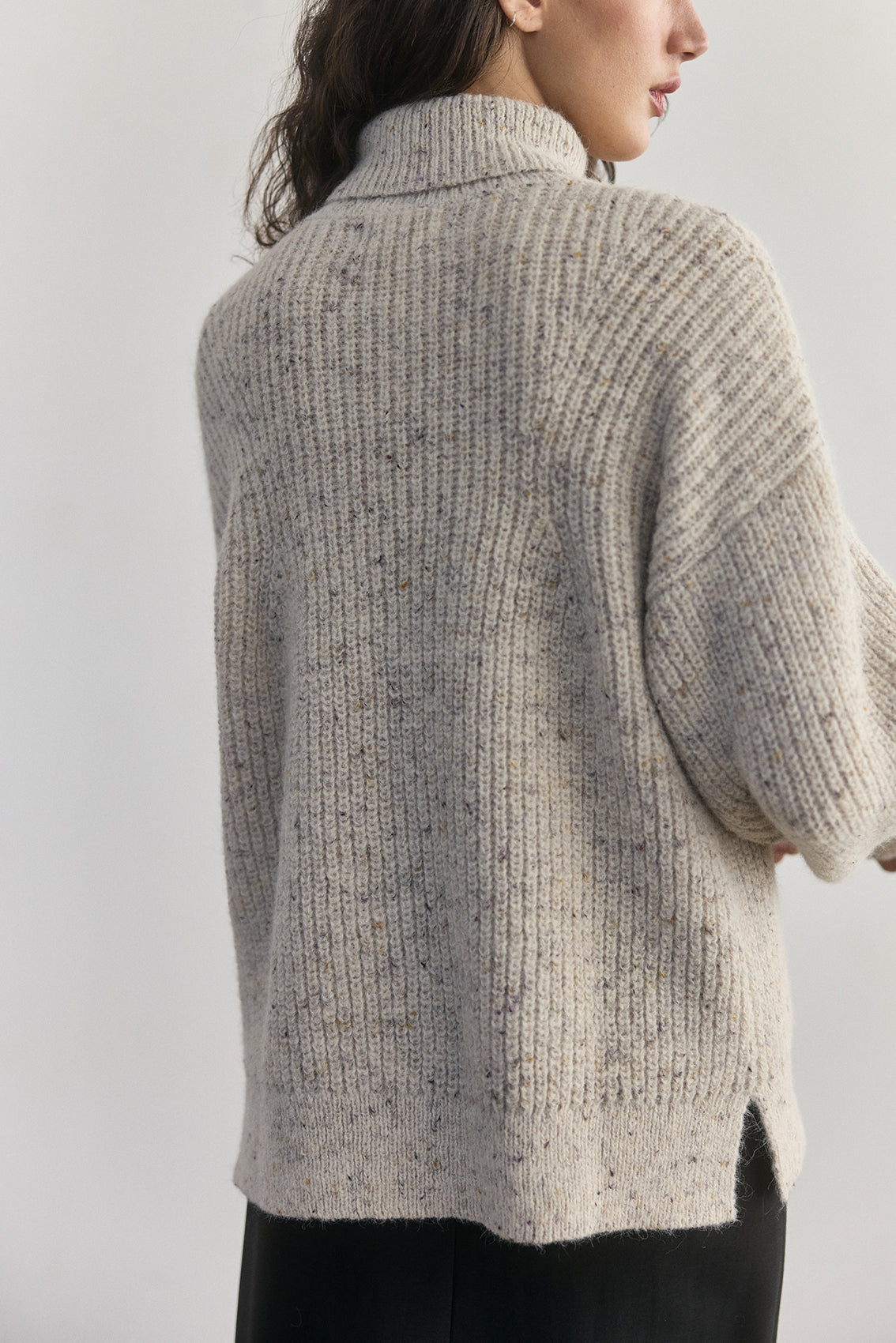 Sweater Oversized Cuello Alto Alpaca/Mohair - Crudo