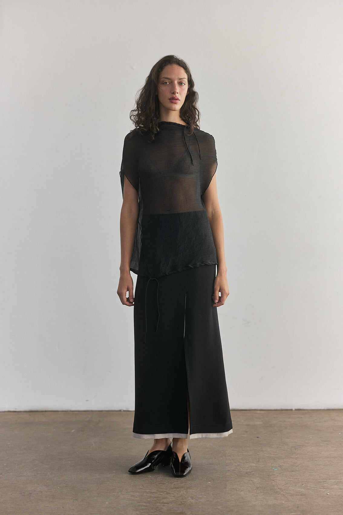 Falda Larga Viscosa-Lana - Ónix