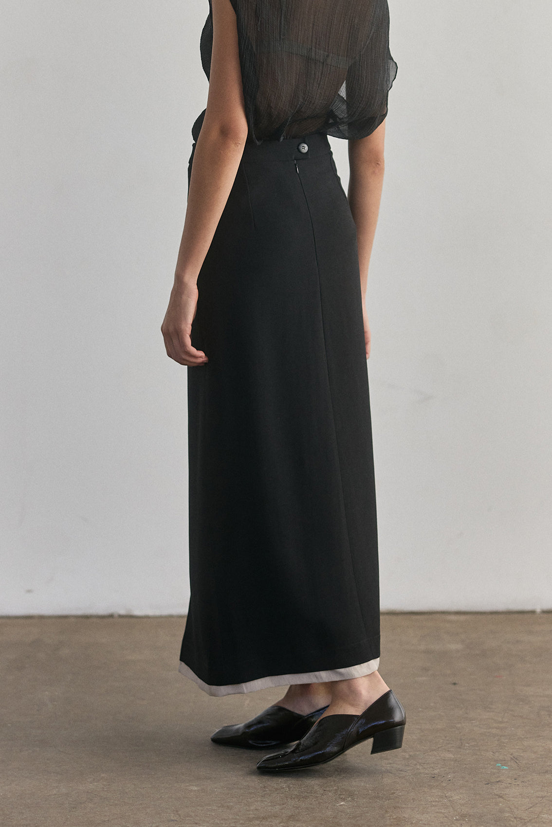 Falda Larga Viscosa-Lana - Ónix