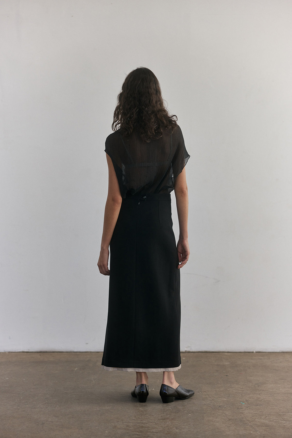 Falda Larga Viscosa-Lana - Ónix