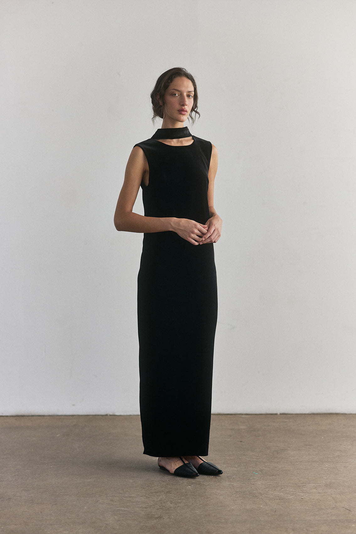 Silk Velvet Dress - Onyx
