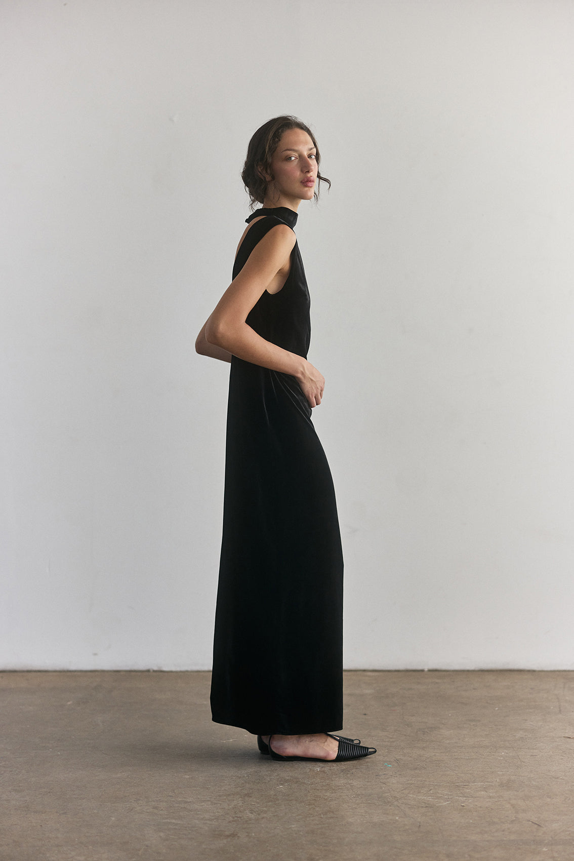 Silk Velvet Dress - Onyx