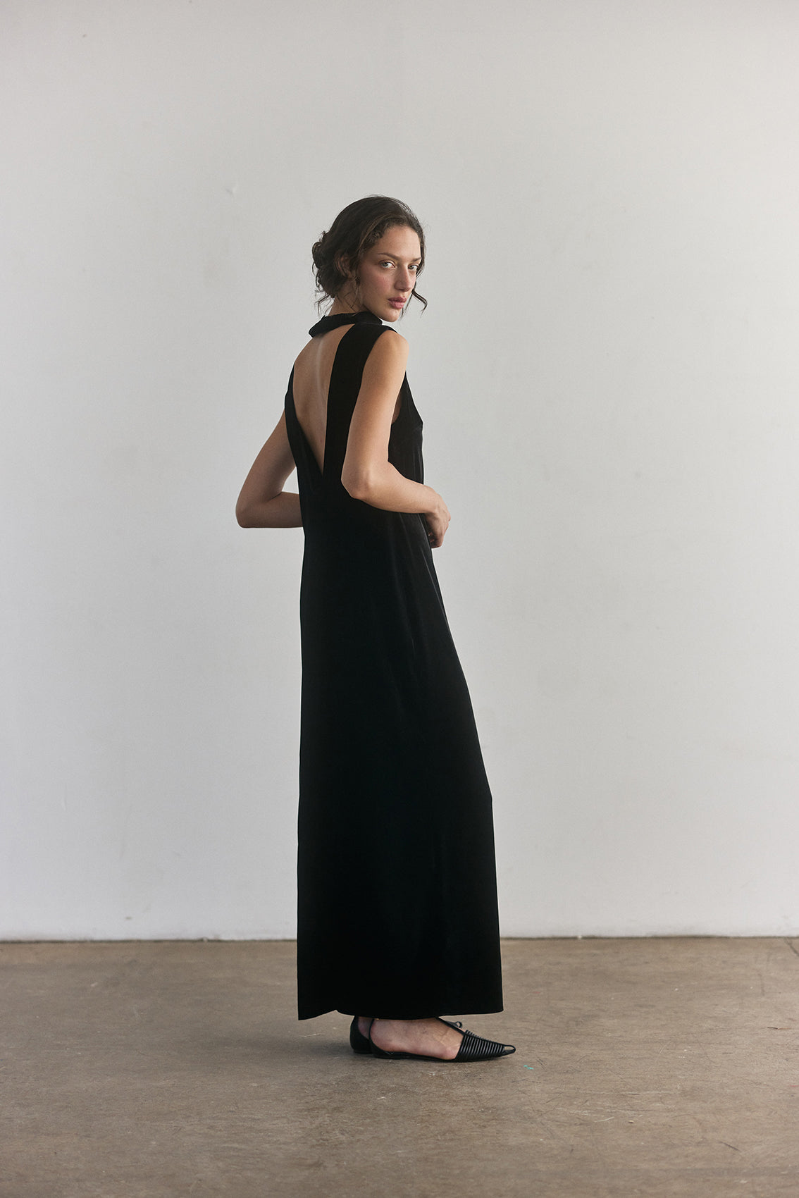 Silk Velvet Dress - Onyx