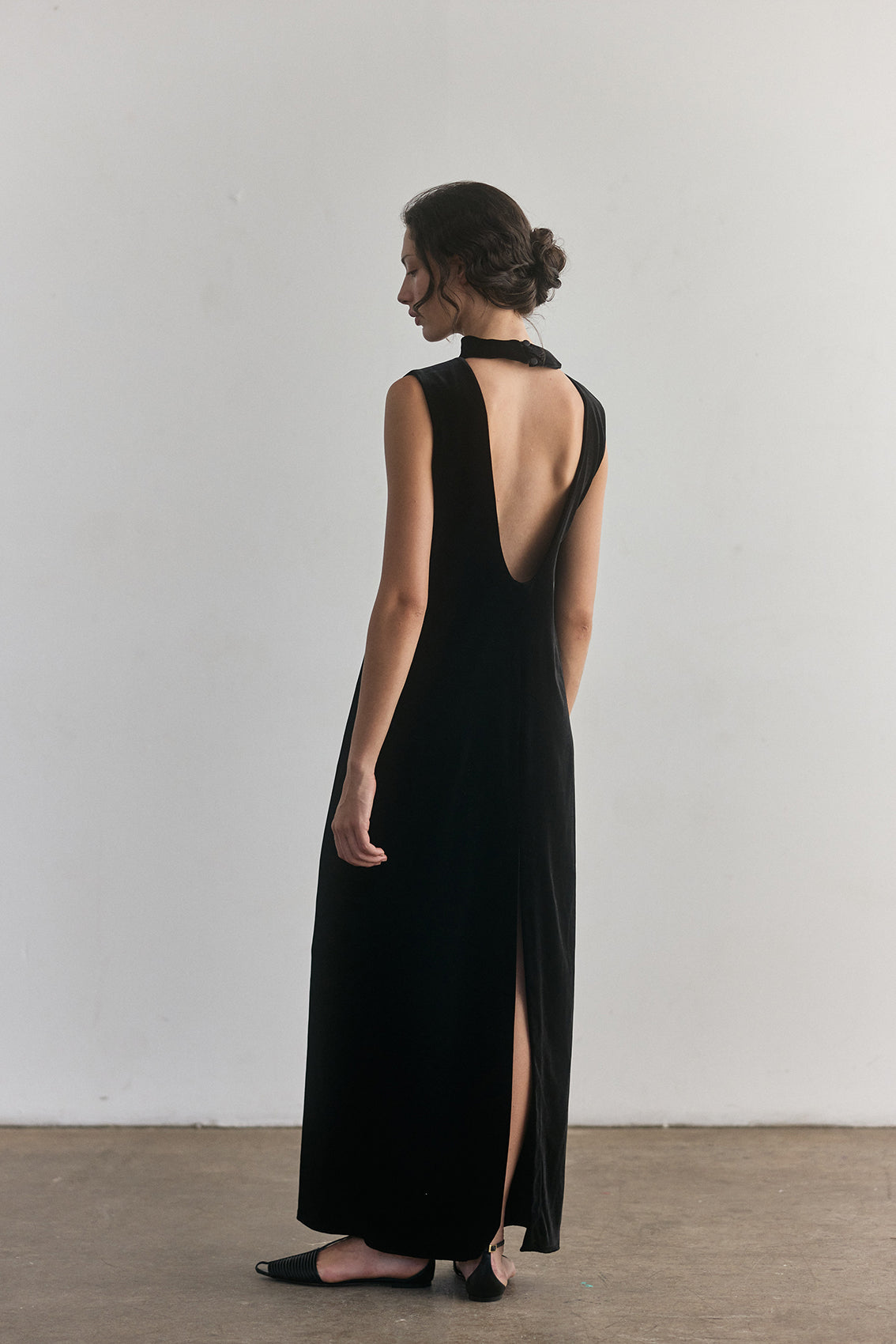 Silk Velvet Dress - Onyx