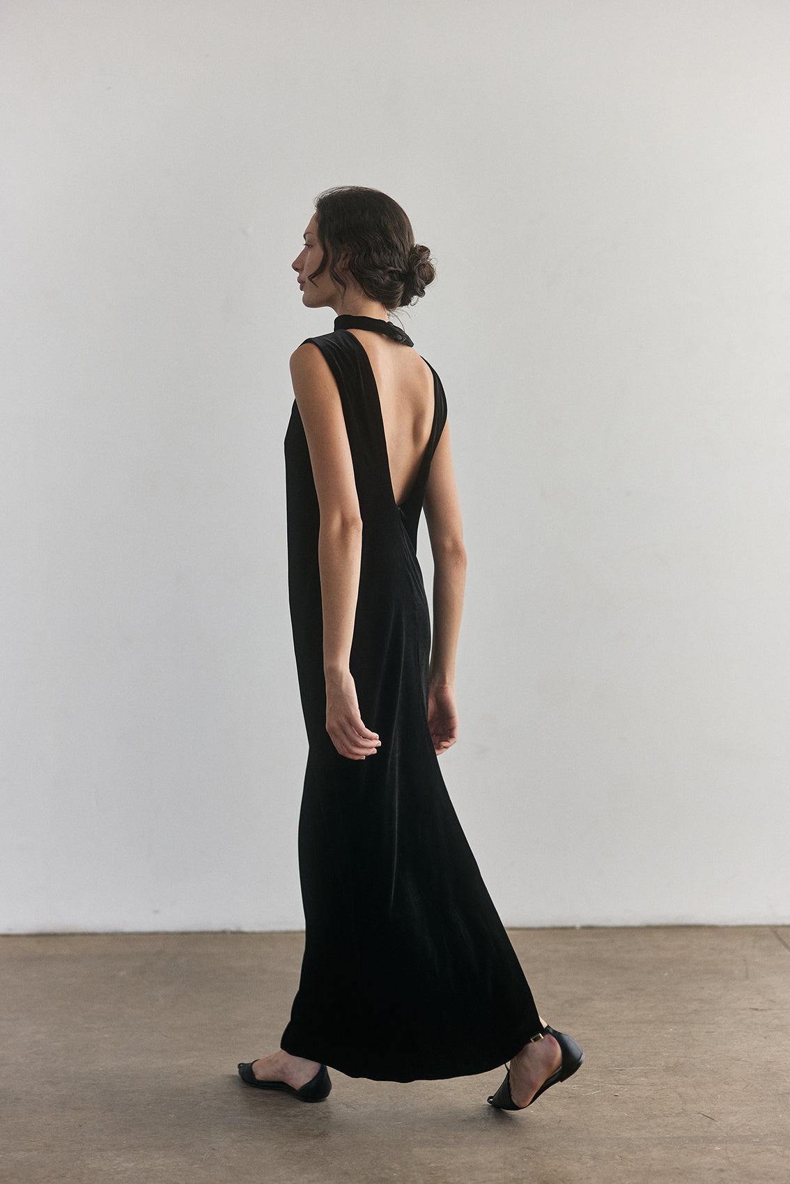 Silk Velvet Dress - Onyx