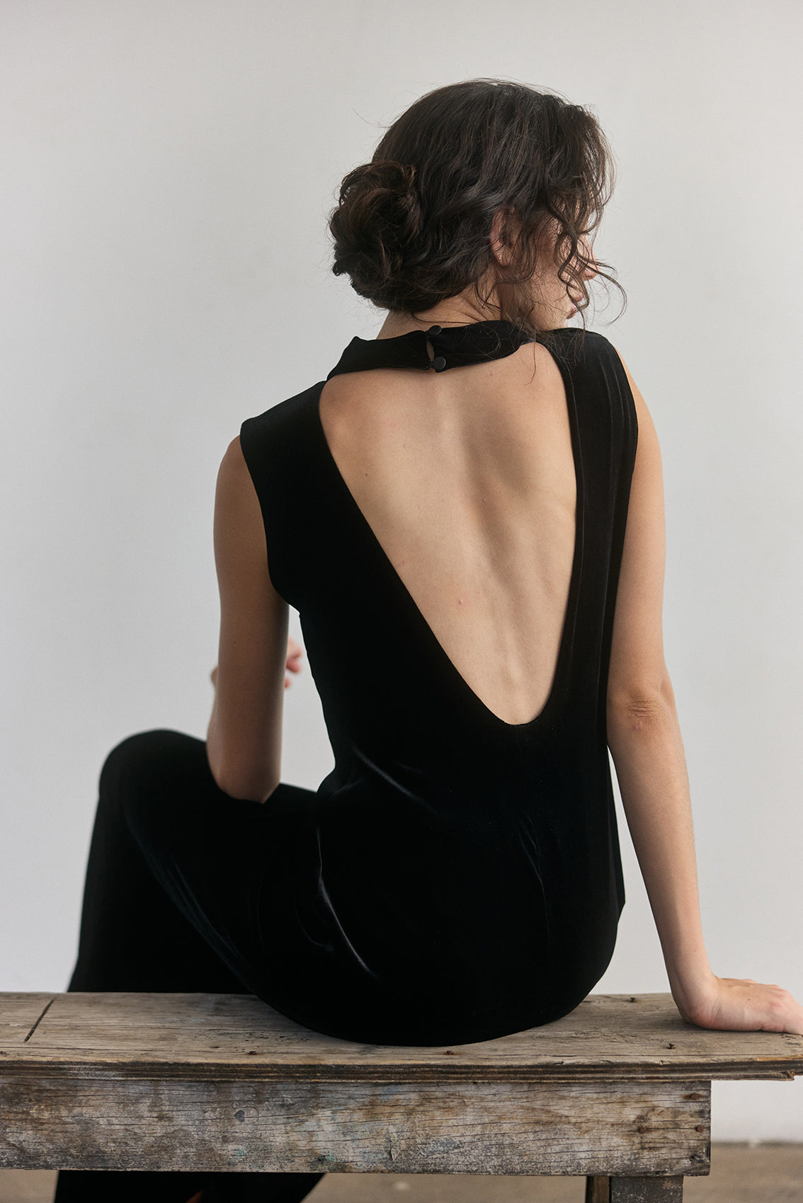 Silk Velvet Dress - Onyx