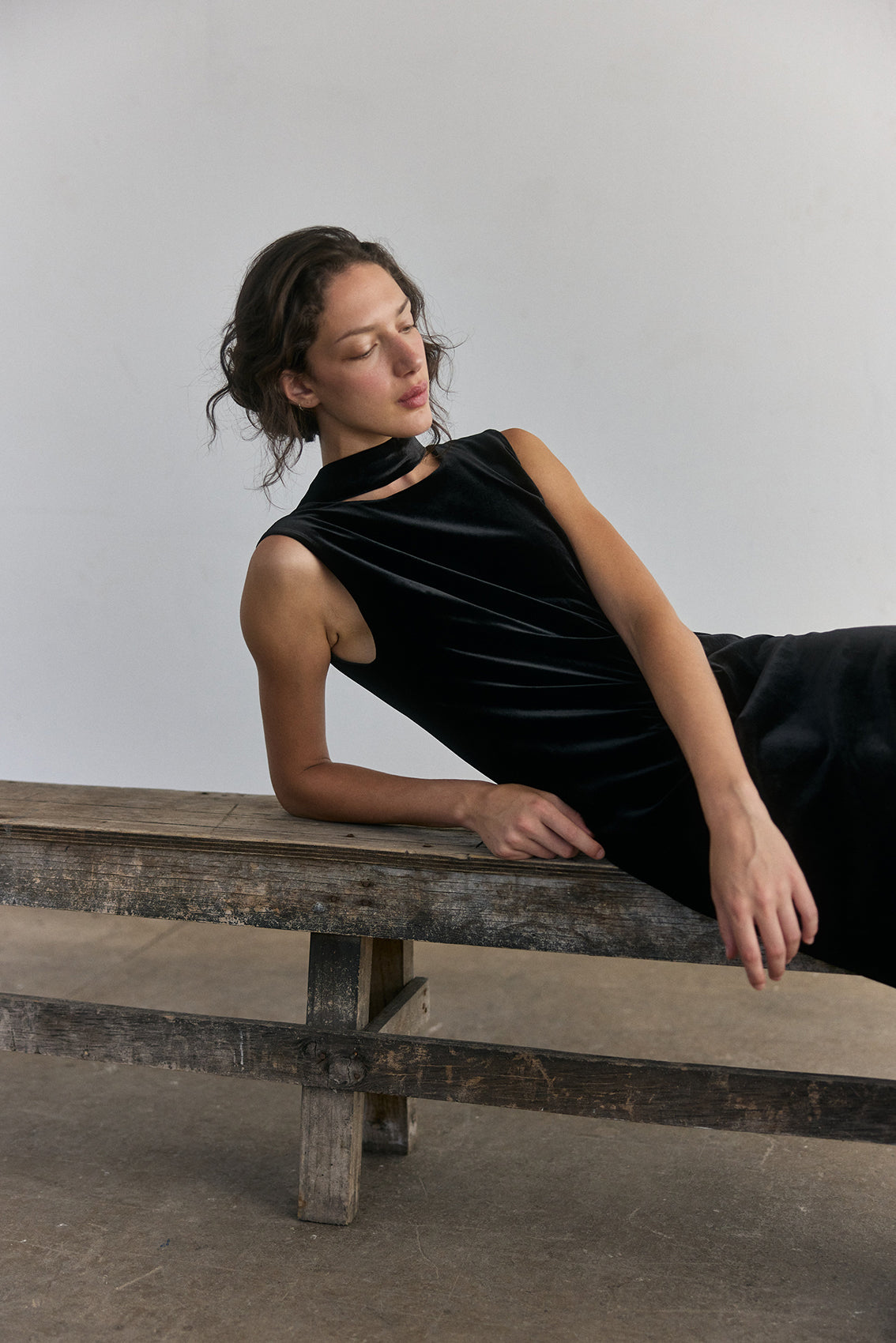 Silk Velvet Dress - Onyx