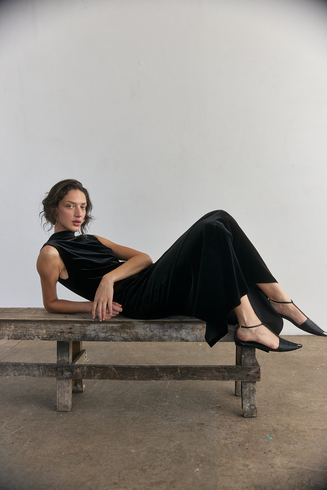 Silk Velvet Dress - Onyx