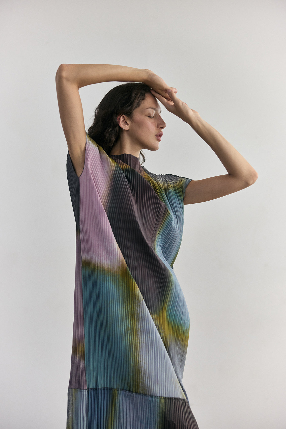 Pleated Printed Dress - Mix