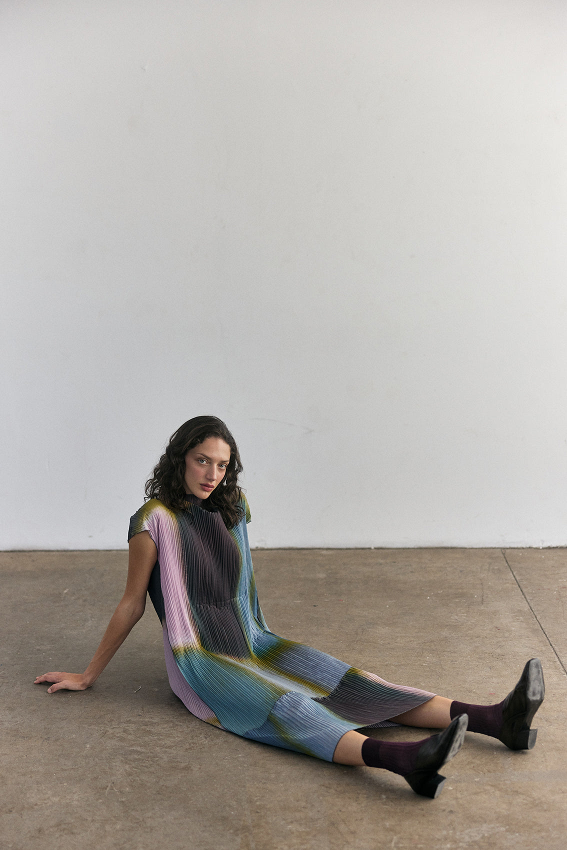 Pleated Printed Dress - Mix