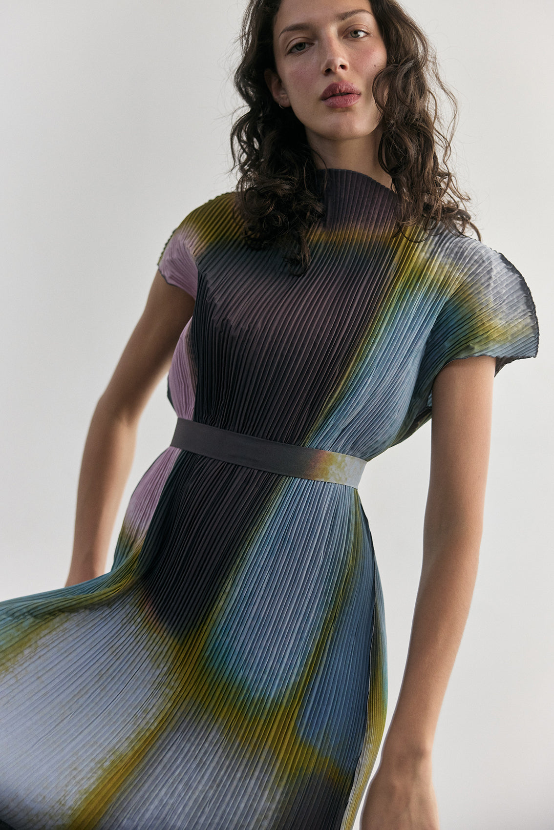 Pleated Printed Dress - Mix
