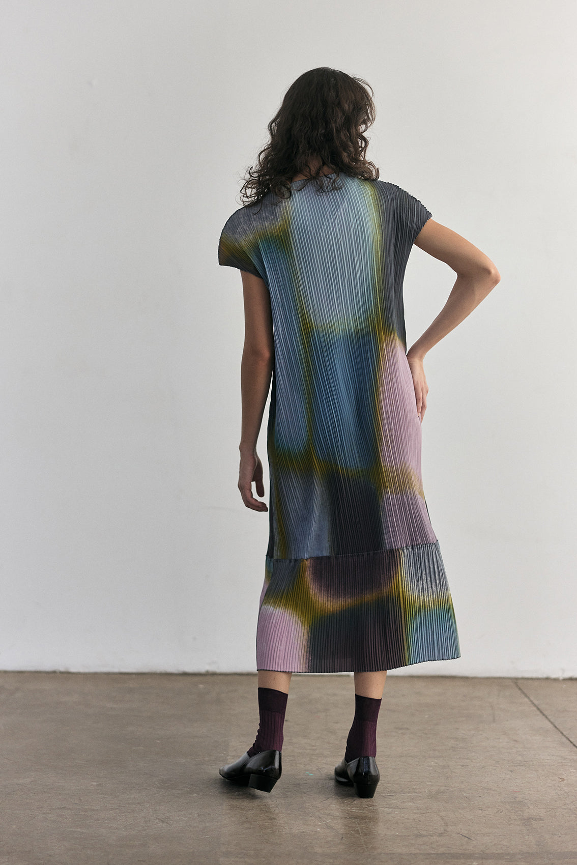 Pleated Printed Dress - Mix